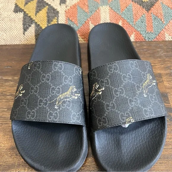 GUCCI GG Supreme Tiger Slide Sandals Gucci Size 10 US10.5 - Picture 1 of 15